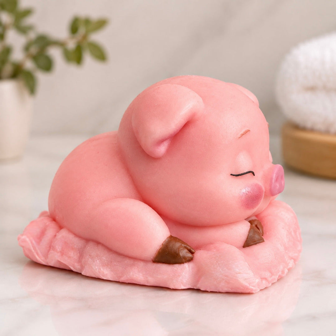 Sleepy Piggy on a Pillow