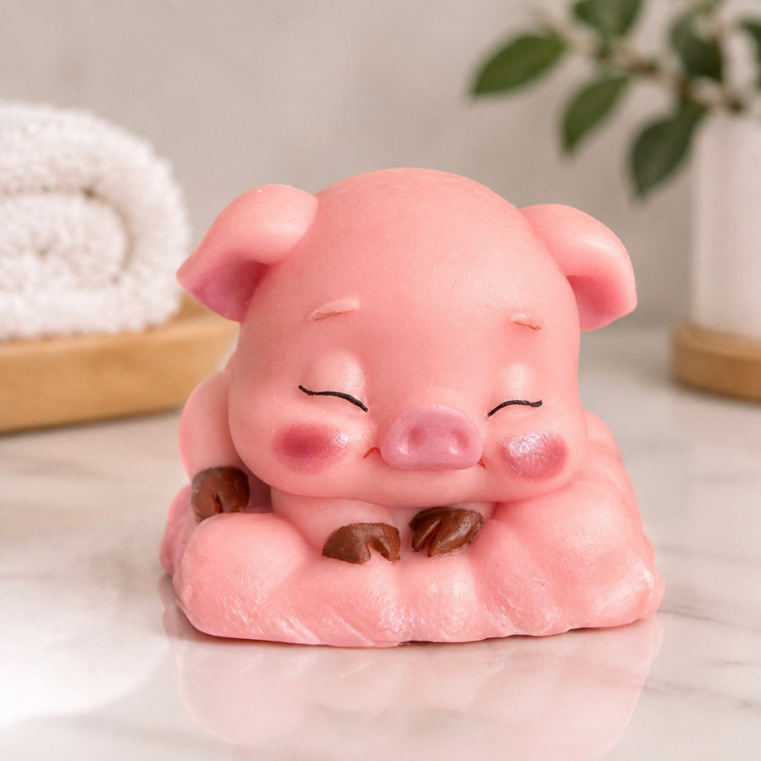Sleepy Piggy on a Pillow
